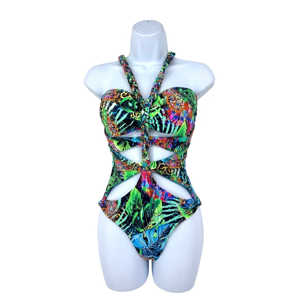 Luli Fama‎ Selva Braided Cut Out One Piece Swimsuit Womens XS